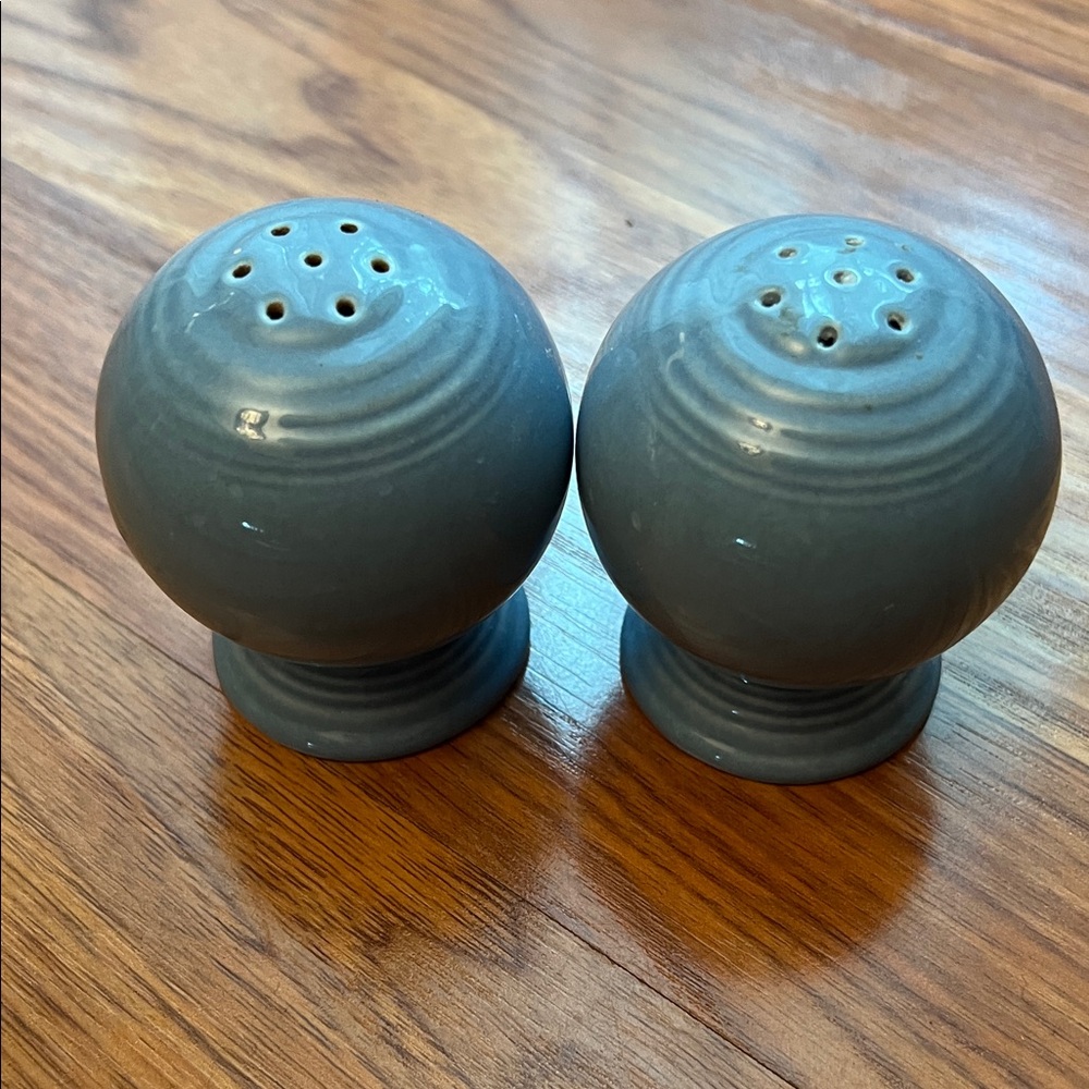Blue Fiesta ware Ceramic Salt and Pepper Shakers